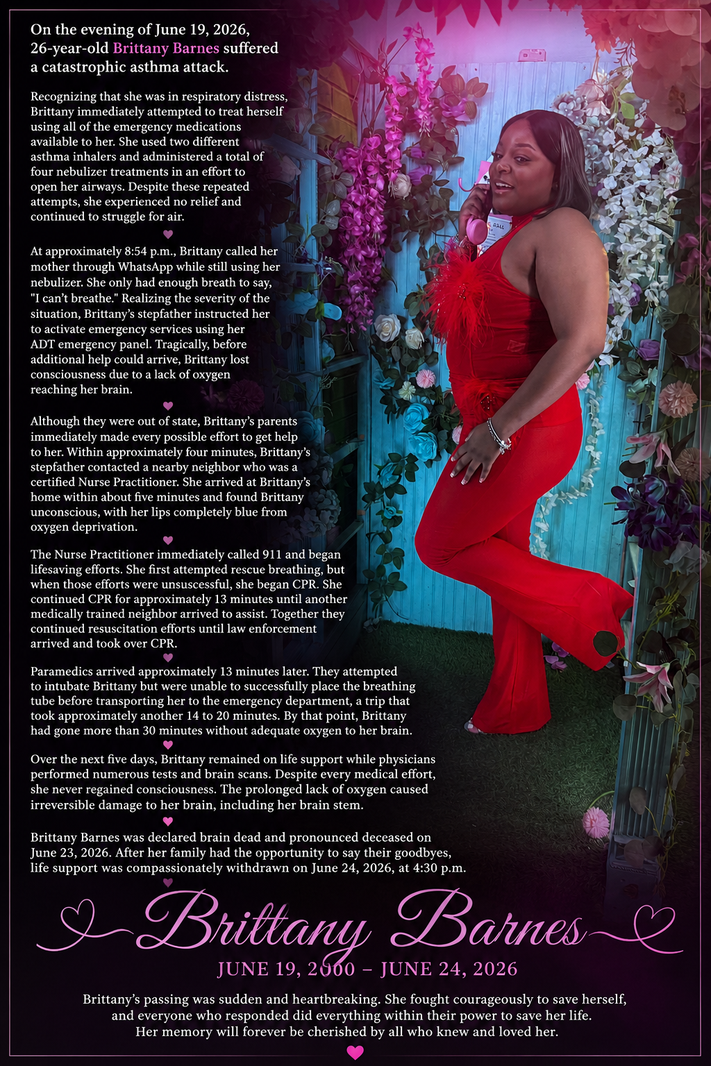 Memorial tribute for Brittany Barnes